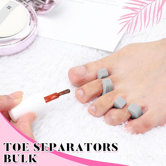 Mumufy 1000 Pcs Individual Toe Separators Bulk Soft Foam Comfortable Pedicure Toe Separators Dividers for Women Men Art Manicure Feet Nail Polish Painting Spa(Gray)