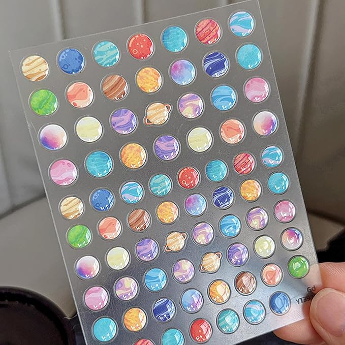 Planet Theme Nail Stickers for Nail Art - Kids Nail Art Sticker 5D Embossed Nail Decals Self-Adhesive Nails Supply Manicure Stickers for Nails Decoration