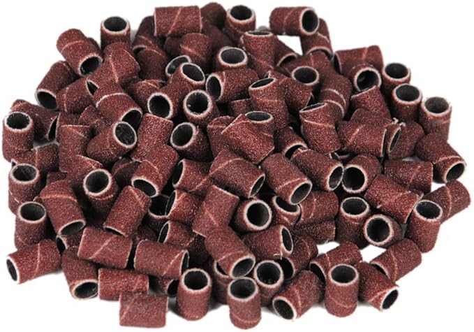 InnoLife - 300pcs Grit 180# Nail File Sanding Bands Replacement for 3/32" Shank Size Nail Drill Bits Fit