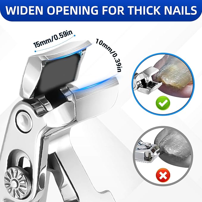 Thick Toenail Clippers for Seniors, Angled Head Large Nail Clippers for Men with Long Handle, Heavy Duty Professional Finger Nail Clippers Adult, Edgy Nail Clippers Cutters, 4PCS