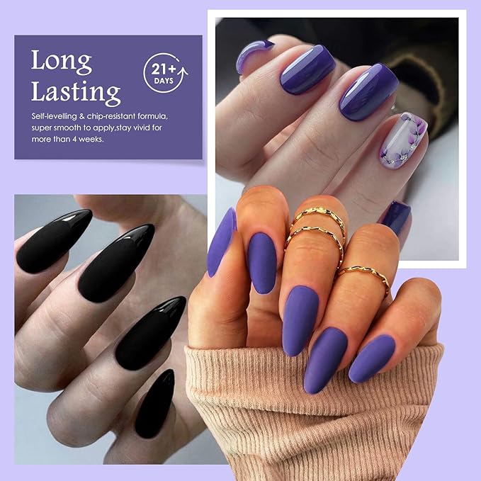 MEET ACROSS Grey Gel Nail Polish Set 8 Colors, Black White Gray Tone Glitter Sliver Gel Nail Polish Kit for All Seasons Soak Off Gel Nail Manicure Gifts Set for Women