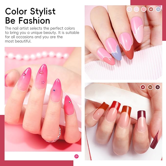 COSCELIA 40pcs Fall Gel Nail Polish Set, 35 Colors Nail Gel polish with 5 Bottles Base and Glossy Matte Glitter Top Coat White Brown Black Nude Red Orange Colors Halloween Nail Polish Nail Art Gifts