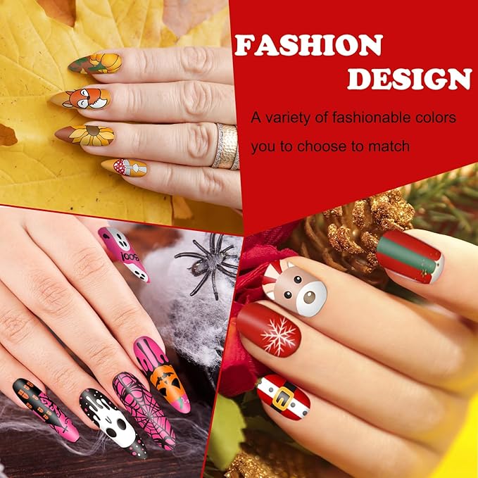 Whaline 6Pcs Fall Halloween Christmas Nail Plates Stamping Set Pumpkin Ghost Snowman Stamp Templates Nail Art Plates for DIY Print Manicure Salon Design