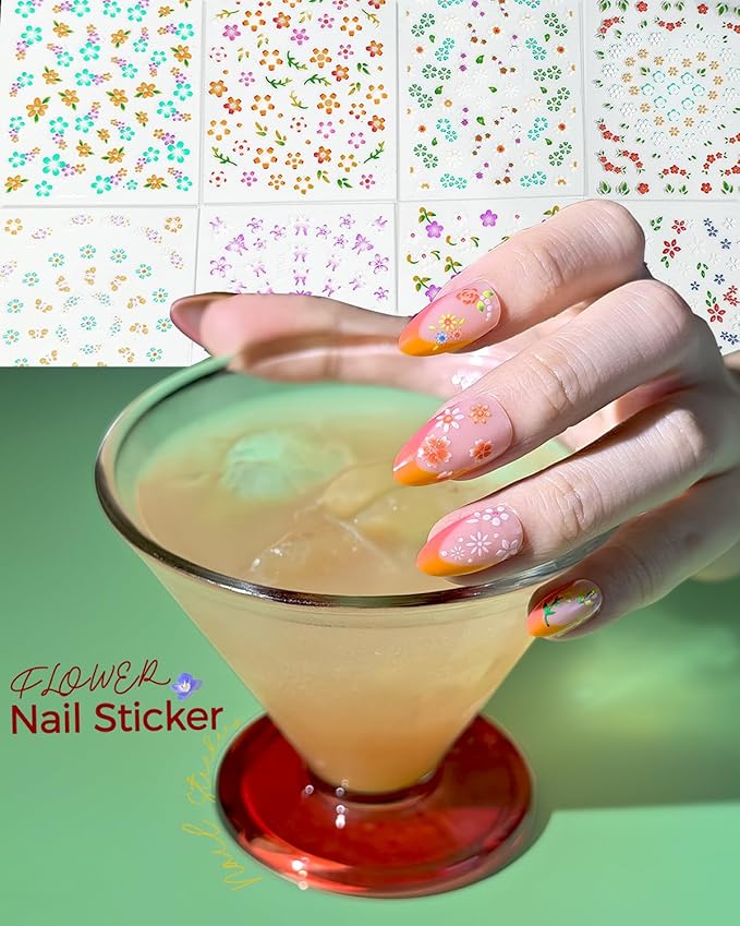 60 Sheets Nail Stickers for Nail Art, Self Adhesive Nail Decals with Flower, Gold and Butterfly Nail Art Stickers, Nail Design Accessories for Kids and Women