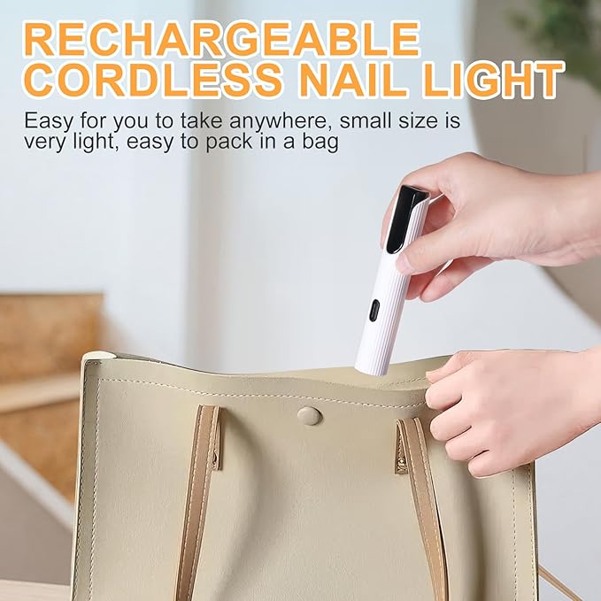 Handheld UV Light for Gel Nails, Nude Pink Gel Light for Nails Cordless Nail Lamp Rechargeable with Led Display Nail Dryer for Rhinestone Glue Decoration DIY at Home