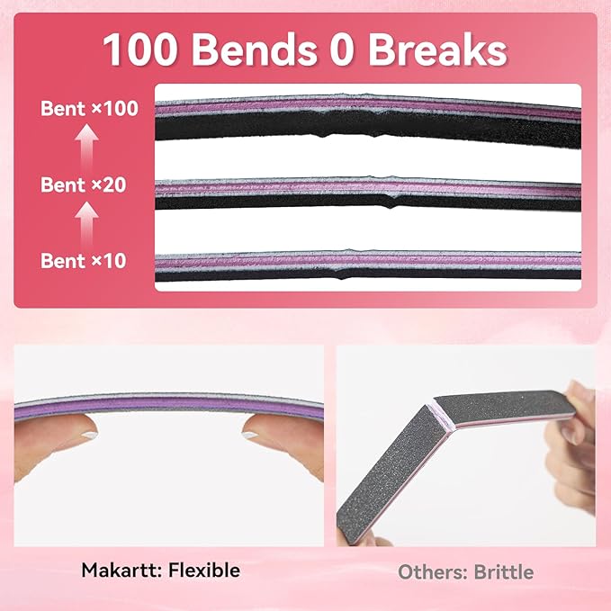Makartt Nail File 100 180 Grit Emery Boards for Nails 10pcs Black Nail Files Professional Washable Doubled Sides Nail File Kit for Natural Acrylic Nails Coarse for DIY Salon Use
