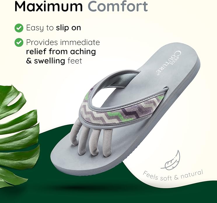 Pedi Couture Pedicure Sandals with Built In Toe Separators for Women - Comfortable Spa Style Flip Flops for Home, Salon, Yoga & Gym Use