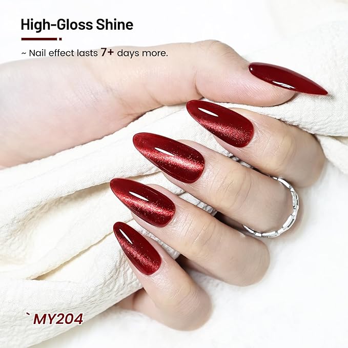 12Pcs Aurora Cat Eye Nail Polish with Base Coat Top Coat and Magnet Stick, Quick Dry Nail Polish for Holiday Gift Giving