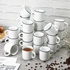 Uiifan 24 Pcs Ceramic White Coffee Mugs Bulk Vintage Espresso Mug Mini Tea Cups - Image 4