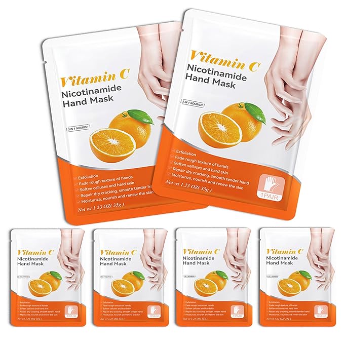 Hand Masks, 6 Pairs Hydrating Exfoliating Hand Peeling Mask, Smooth Hand Masks Moisturizing Gloves Overnight for Dry, Rough, Cracked Hands, Hand Skin Moisturizer Glove for Women Men（D