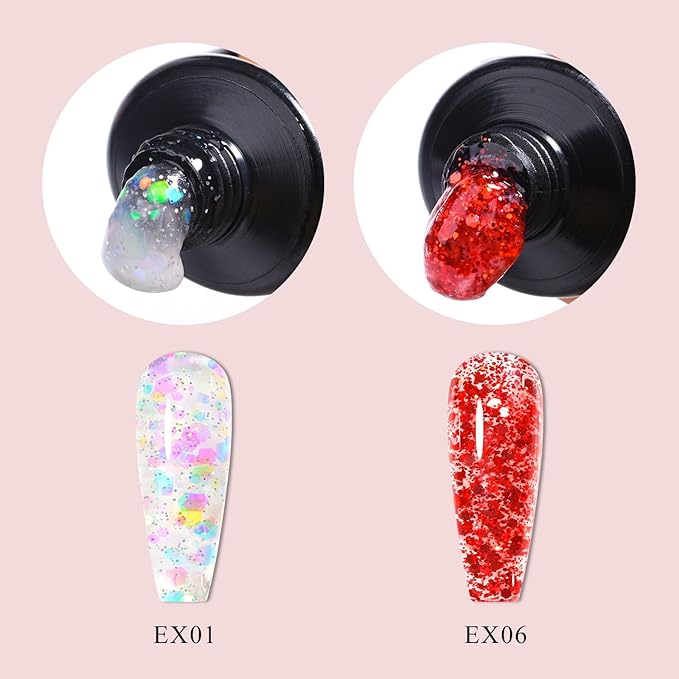 MEET ACROSS Poly Nail Gel 10Pcs Nail Extension Gel Set and Nail Extension Starter Kit for Beginners Nail Art DIY Home Gifts for Women (SET-8, 10pcs)