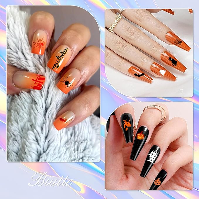 Biutee Nail Stamping Kit 12Pcs Nail Art Stamp Plates 8 Colors Stamping Polish Gel Silicone Stamper Scraper with Storage Bag, Nail Stamping Plate Lace Star Rose Plaid Template Halloween Design Gift