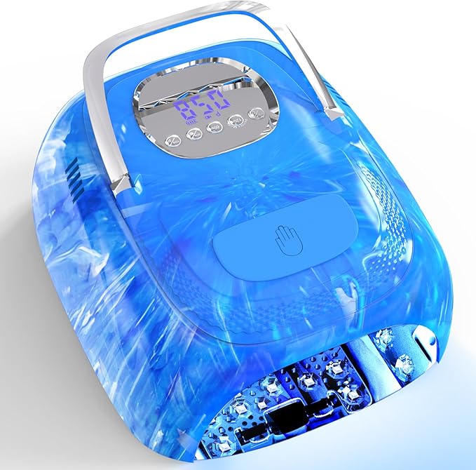 LimeGirl Cordless Nail Lamp, 72W Powerful UV LED Nail Dryer with Replaceable Lamp Beads & Battery, UV Light for Gel Polish, Rechargeable & Portable for Salon & Home (Rendering Blue, One Battery)