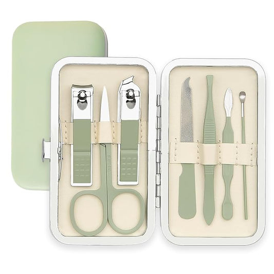 Manicure Set, Nail Clipper Kit, Nail Clipper Set, Nail Care Kit, 8 In 1 Professional Manicure Kit Personal Care, Stainless Steel Facial Pedicure Care Tools, Grooming Kit for Women Men, Green