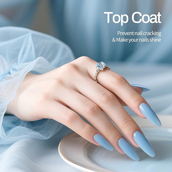 JODSONE 3Pcs 16.5ml Top Coat and Base Coat Set with Nail Primer No Wipe Top Coat Base Need U V Lamp Cured Nail Primer for Helping Nail Polish Adhere Better to Natural Nail