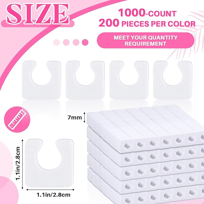 Mumufy 1000 Pcs Individual Toe Separators Bulk Soft Foam Comfortable Pedicure Toe Separators Dividers for Women Men Art Manicure Feet Nail Polish Painting Spa(White)