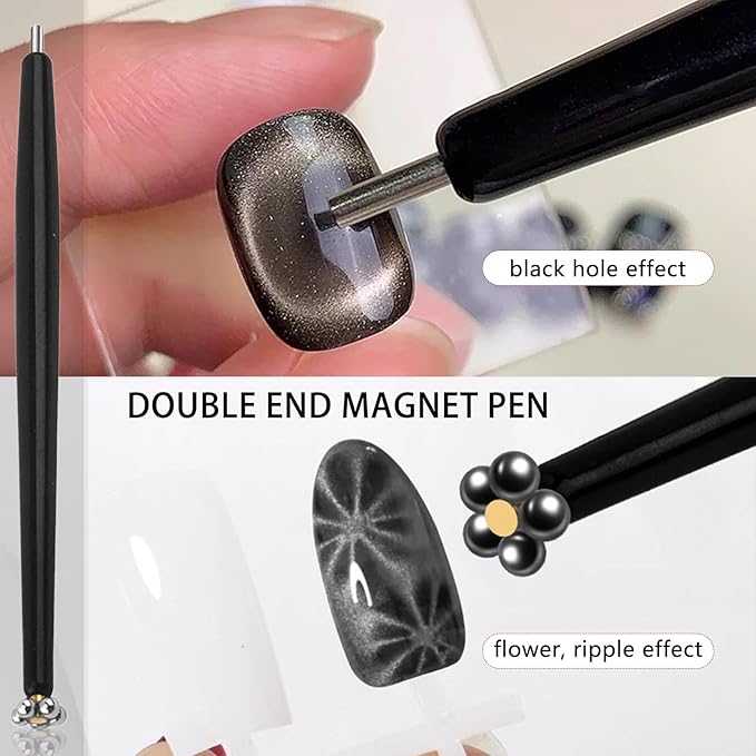 62Pcs Heart Cat Eye Magnet for Nails, Heart Nail Magnet Tools Set, Cat Eye Magnetic Gel Nail Polish Magnets Sticks, Magnetic Bead for Acrylic Nails DIY Manicure Accessories