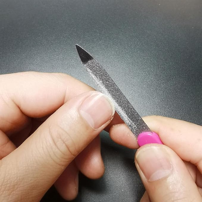 6 Pcs Metal Nail File, Double Sided Grit Fingernails Filers Stainless Steel Natural Diamond Finger Nail Filers Nail Emery Boards Tool Nail Buffers