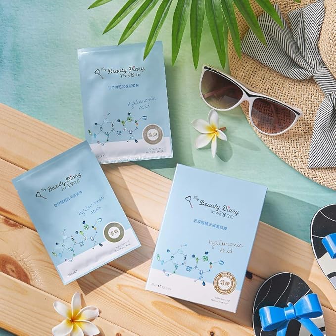 My Beauty Diary Hyaluronic Acid Ultra Moisturizing Facial Mask (5 Boxes x 8pcs) + Rejuvenate Revital Rock Rose Facial Mask (1 Box x 2pcs)- Instant Hydrating & Firming Mask for Dry Skin & All Skin Typ