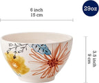 Bico Blossom Symphony Cereal Bowls Set of 4, 29 oz Deep Ceramic Soup Bowls - Image 2