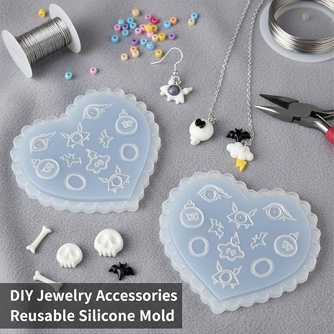2 Pcs Halloween Silicone Nail Art Molds for Women Resin Nail Design