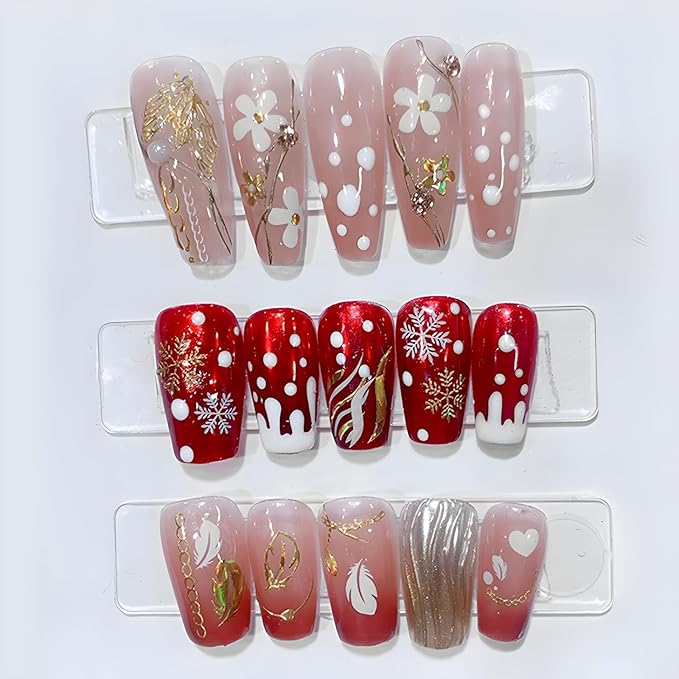 Gold Nail Art Stickers - 30 Sheets, 3D Self-Adhesive Leaf, Flower, Star, Moon, Heart, Snowflake Designs for Women & Girls