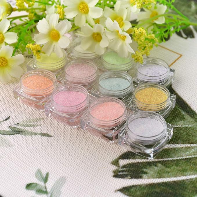 12 Bottles Nail Art Glitter Sugar Powder Holographic Shining Sugar Nail Glitter Nail Art Decoration DIY Crafts
