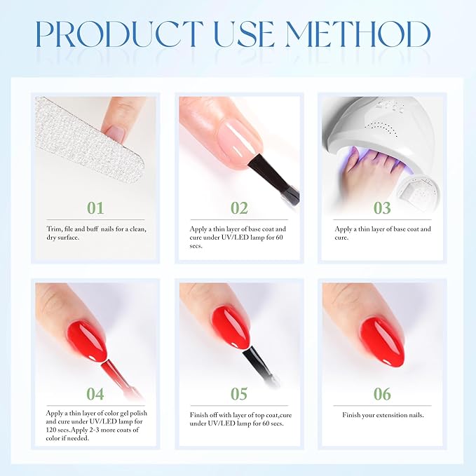 Double Rhythm Gel Polish 15ML Jelly Sheer Pastel Light Milky Color Pearl White Bottle 1 PC 0.5 OZ Full Size Nail Art Salon at Home (Blue-D1336)