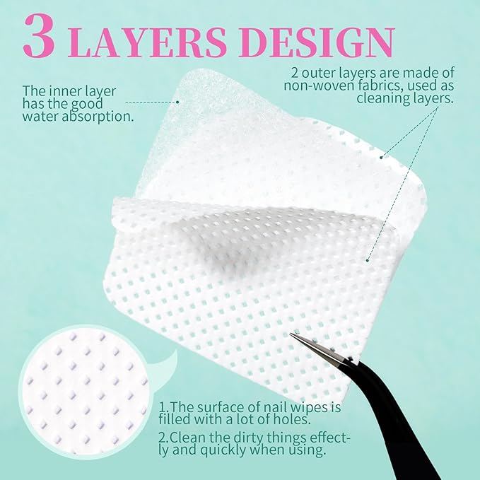 FANDAMEI 740 PCS Lint Free Nail Wipes, Nail Wipes for Gel Nails Lint Free, Nail Supplies, White
