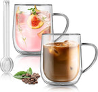Joeyan Large Clear Double Walled Glass Coffee Mugs 15 oz, Double Layer Tea by JoeyanHousehold