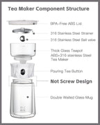 ZENS Modern One Touch Tea Maker, Glass Tea Infuser Pot - Image 6