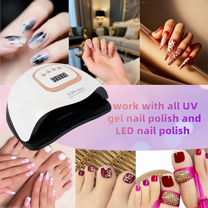 UV LED Nail Lamp with 81 Beads, 380W Nail Curing Lamps for Gel Polish with Automatic Sensor/4 Timer Setting,Led Nail Dryer, Professional Nail Art Drying Tools for Fingernail and Toenail