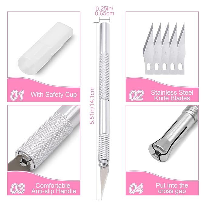 French Tip Cutter Jaywayne French Nail,3pcs Edge Trimmer Easy Smile Line Acrylic V Cut Nail with 2pcs Brush, 1pcs Cutting Knife, 5 Spare Blades 10 Piece Set , Nail salon home DIY tools