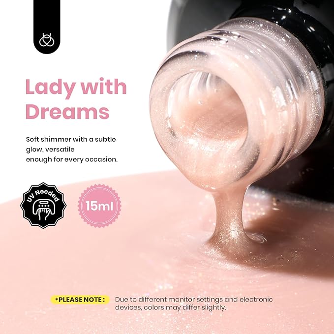 Beetles Builder Gel for Nails HEMA Free-Twilight Gilding Glitter 0.5 oz 7 in 1 Nail Thickening Strengthening Building Apex for Beginner DIY Salon at Home,Nude Builder Nail Gel, UV & LED Lamp Needed