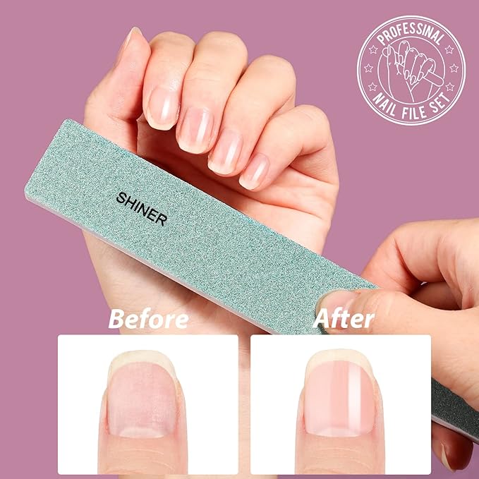 Teenitor Nail Files and Buffer, Professional Manicure Tools Kit, Nail Buffer Block, Nail Polishing Buffer, Nail Care File Buffer Tool, Rectangle