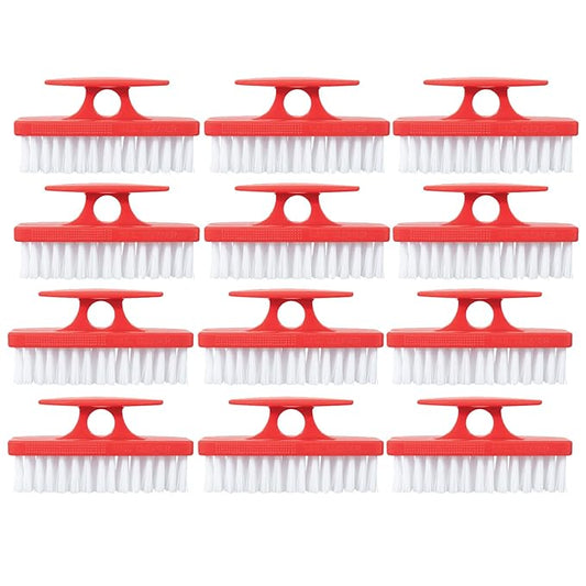 Nail Brush for Cleaning Fingernails, Nail Scrubber Brush, Toe Foot Hands Fingernail Brush Cleaner- Small Scrub Brush- All-Purpose Stiff Cleaning Brush (12 Pack, Red)