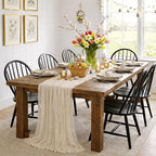 6 Pack Beige Cheesecloth Table Runner 22x120 Inch | Boho Gauze Table Runner - Image 3