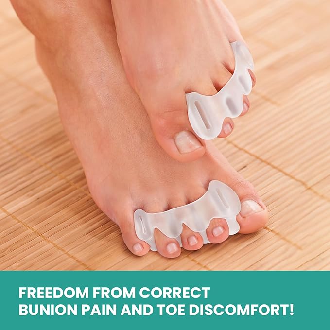 Welnove Toe Separators - 2 Pairs Toe Spacers for Women Men to Correct Bunion, Toe Straighteners for Plantar Fasciitis, Hammertoes, Relieve Feet Pain, Foot Alignment - S