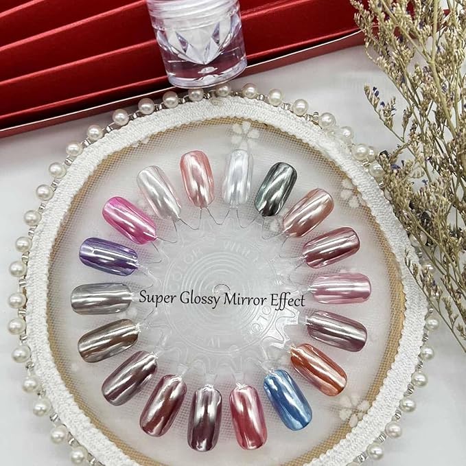 2 Boxes White Pearl Chrome Nail Powder, Moonlight Mirror Effect Metallic Powders Aurora Magic Pearlescent Nail Powder for Manicure Decorations