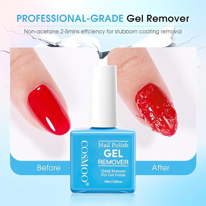COSMOO Nail Polish Remover,Magic Professional Gel Nail Polish Remover,Gel Nail Remover No Need Soaking or Wrapping Gel Remover for Nails 3-5 Minutes Easy And Quick-15ml