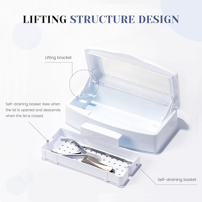 Nail Tool Sterilizers Nail Soaking Tray Box Cleaner Pot for Eyelash Scissors Tweezers Nail Art Tools Manicure Lash Soaking Tray Clean Box