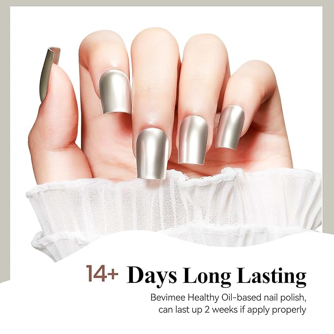 Metallic Chrome Nail Polish Mirror Shine Quick Dry Champagne Gold, Holographic Nail Lacquer Regular Color For Finger Toe Nail French Manicure Art