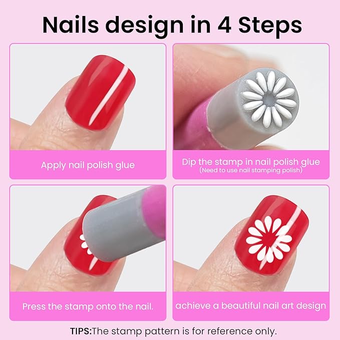 15PCS Nail Art Stamp Pen Set Butterfly Flower Nail Stamper Pen 3s Quick Nail Art Tools with Different Patterns, For Beginner DIY Salon Manicure