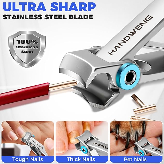 Nail Clippers for Men Thick Nails, Heavy Duty Large Toe Nail Clippers for Thick Nails for Seniors, Ultra Sharp Wide Jaw Opening Toenail Clippers Fingernail Clippers Cutter for Tough Nails