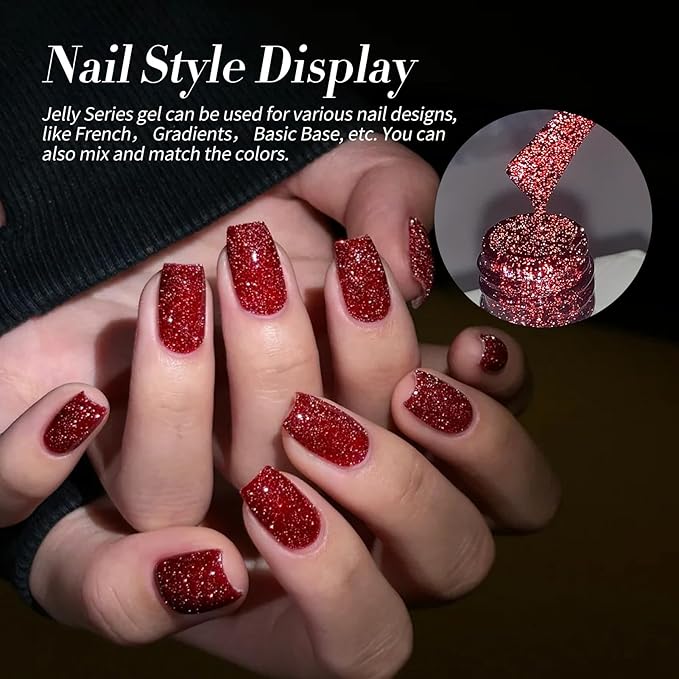 Born Pretty Jelly Burgundy Gel Nail Polish Halloween Ruby Blood Red Glitter Cat Magnetic Eye Gel Nail Polish Cherry Wine Red Gel Polish Collection Soak Off U v Led Gel Nail Kit Minicure DIY Gift 6PCS