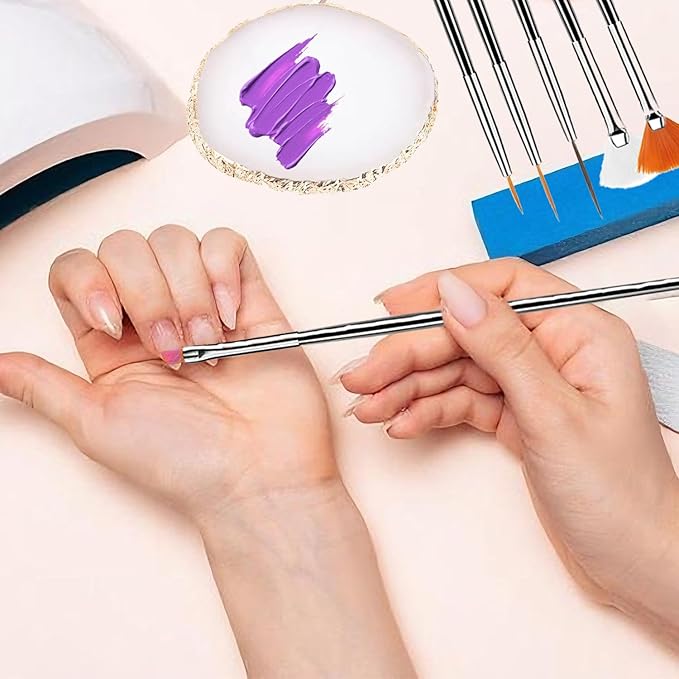 21Pcs Nail Art Design Tool Kits - 1 Resin Nail Art Palette, 5 Nail Art Dotting Pens, 15 Nail Art Brushes, Nail Polish Mixing Palette Double-Ended Dotting Pen Nail Liner Nail Drawing Brushes