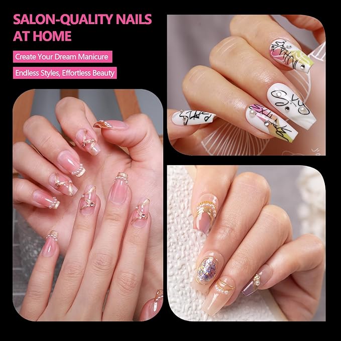 Medium Square Nail Tips 500PCS, Clear Acrylic Full Cover Gel Press on Nail Tips for DIY, 10 Sizes Pre-Shaped False Nails with Glossy Finish, Professional Manicure Kit & Easy Application