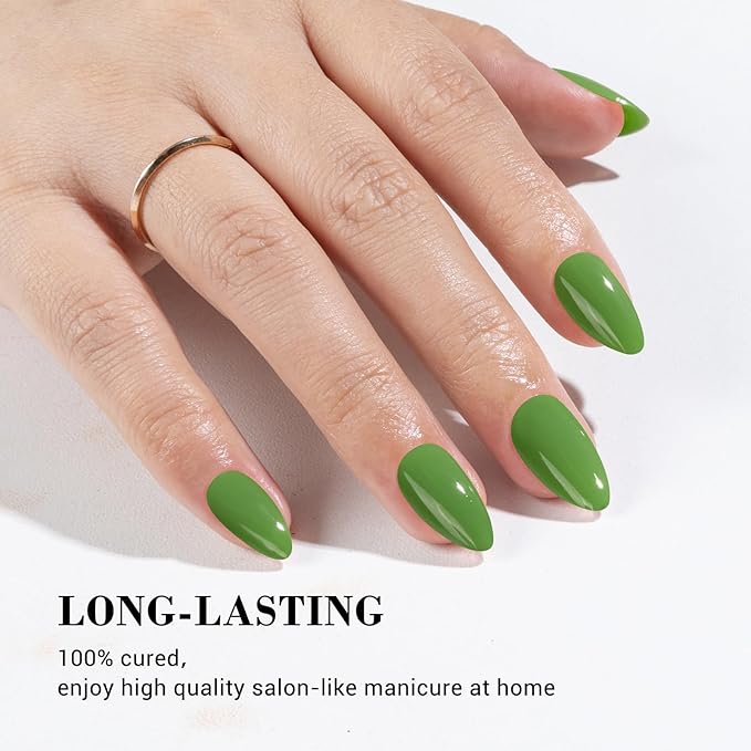 MelodySusie 30PCS Semi Cured Gel Nail Strips (Lime), Works with Nail lamp, Salon Quality, Long Lasting, Easy to Apply and Remove, Includes 2 Prep Pads
