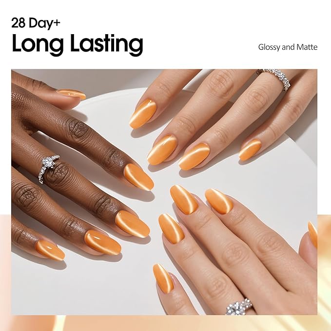 VENALISA Cat Eye Gel Nail Polish 1 Pcs 10ML Shimmer Orange Glitter Magnetic Gel Polish Soak Off Salon Manicure DIY at Home Nail Art For Girls Women