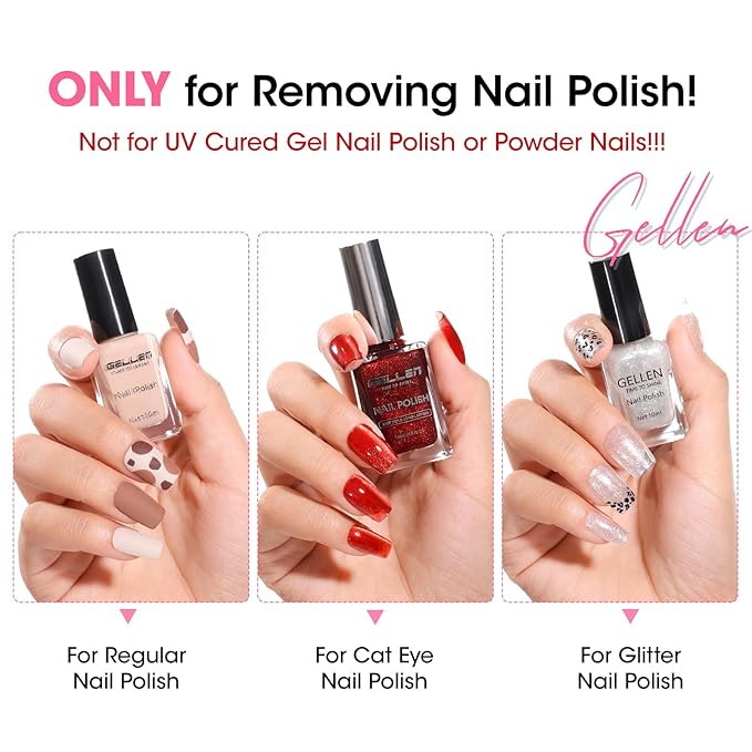 Gellen Nail Polish Remover, Non Acetone Rose Scent Nail Polish Remover, Dual-phase Hydrating Fingernail Polish Removal, Healthy Nourishing Nail Removal with Pump, Contains Vitamin E, 6.09 Fl Oz